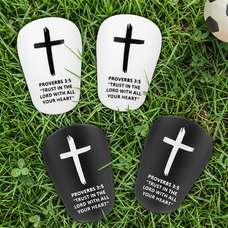 FREE Today: Proverbs 3:5 Cross Print Soccer Shin Pads with Fixed Belt: A Symbol of Divine Trust & Athletic Strength - image 0
