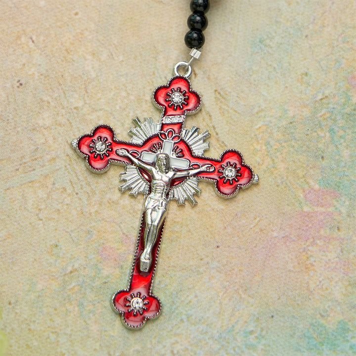 Christianartworkshop Black Faceted Glass St.Benedict Rosary: A Symbol of Heavenly Shielding - image 7