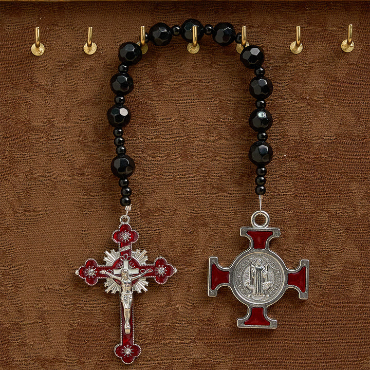 Christianartworkshop Black Faceted Glass St.Benedict Rosary: A Symbol of Heavenly Shielding - image 2