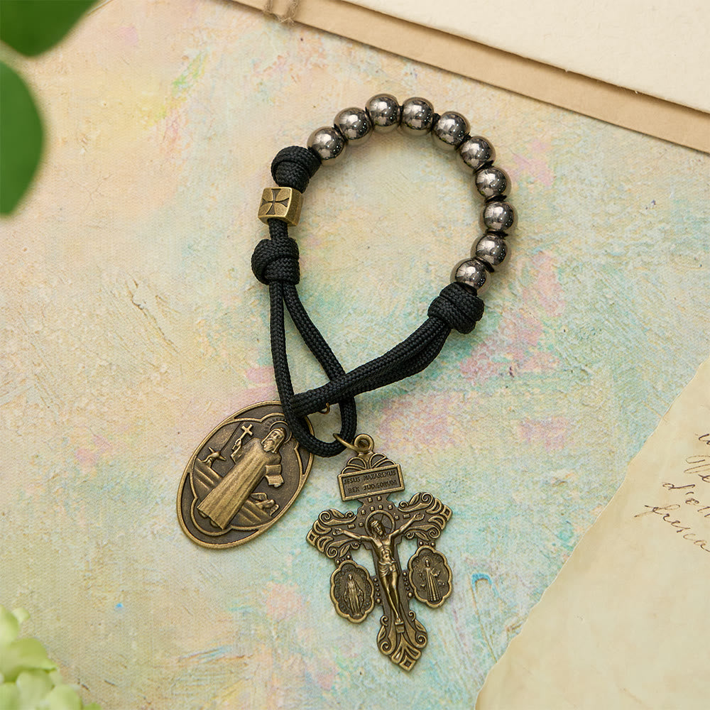 Christianartworkshop Paracord St.Benedict Pocket Rosary: Emblem of Unbreakable Faith & Protection - St.Benedict & Crucifix - image 0