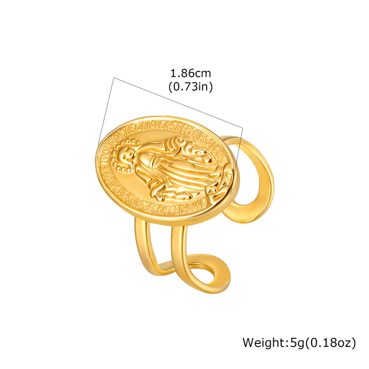 Christianartworkshop Our Lady Miraculous Medal CZ Halo Open Adjustable Faith Ring - image 5