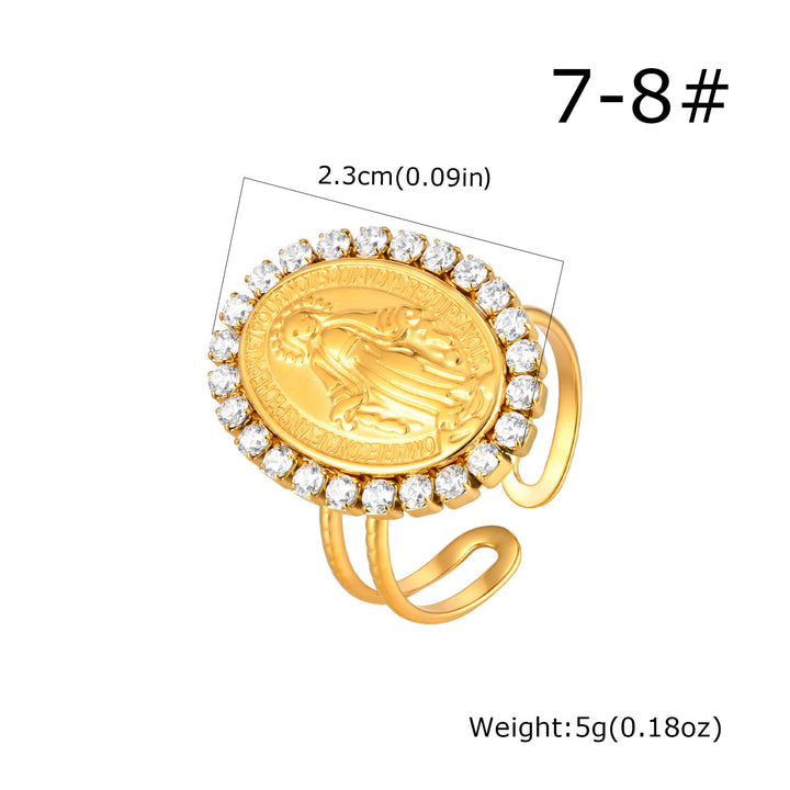Christianartworkshop Our Lady Miraculous Medal CZ Halo Open Adjustable Faith Ring - image 8