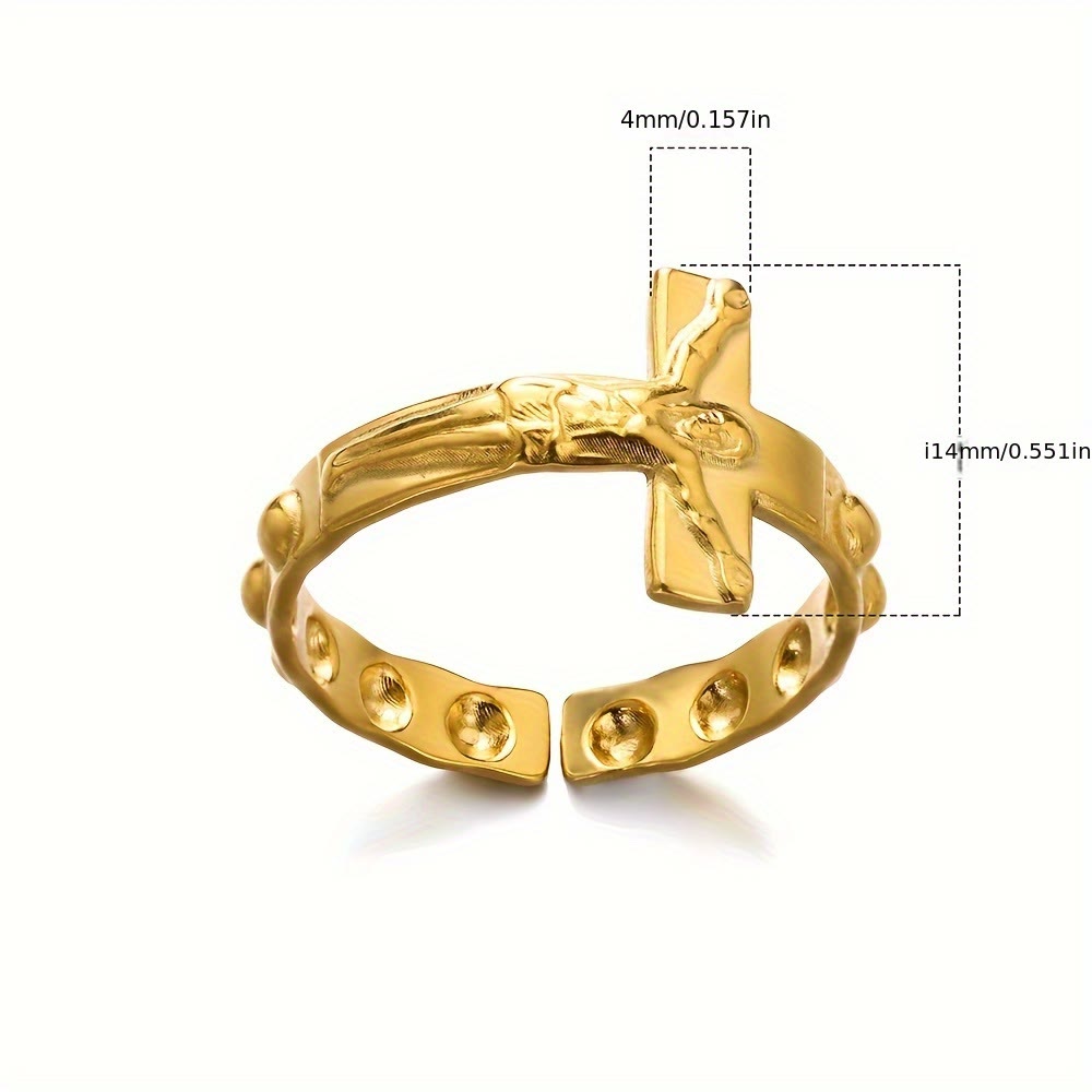 Christianartworkshop Timeless Cross Engraved Open Adjustable Devotion Ring - image 5