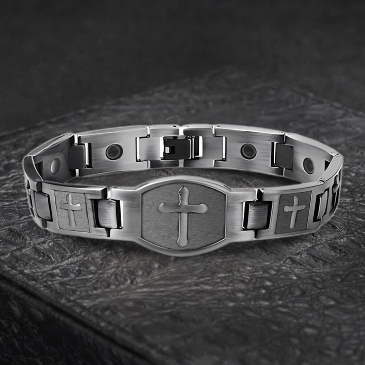 FREE Today: Link Chain Cross Engraved Bracelet: A Symbol of Divine Strength & Faith - Grey - image 13