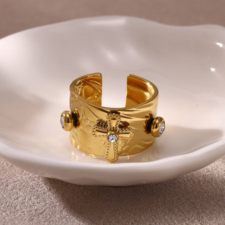Christianartworkshop Redemption Cross CZ Embellished Wide Band Devotion Ring - image 4
