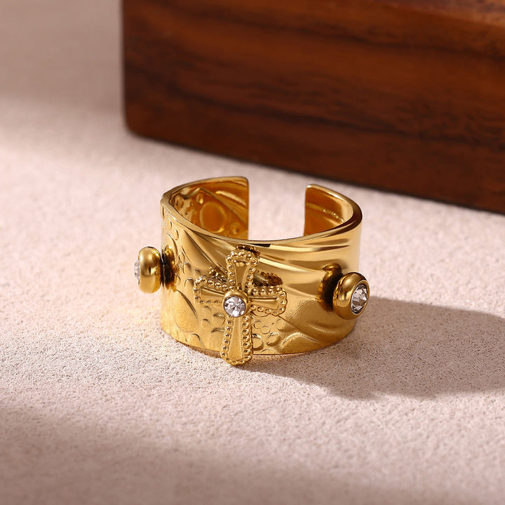 Christianartworkshop Redemption Cross CZ Embellished Wide Band Devotion Ring - Suitable for US sizes 6-9.5 - image 0
