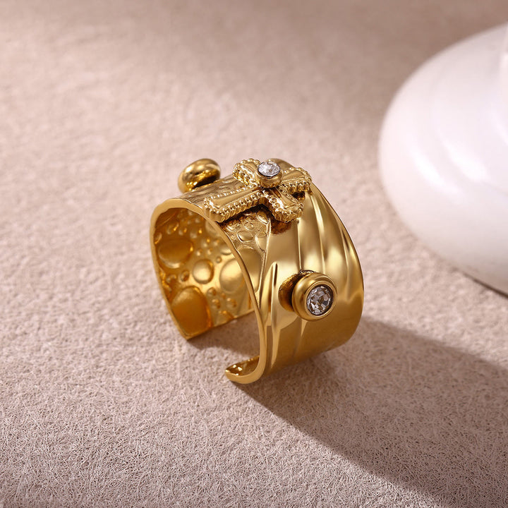 Christianartworkshop Redemption Cross CZ Embellished Wide Band Devotion Ring - image 5
