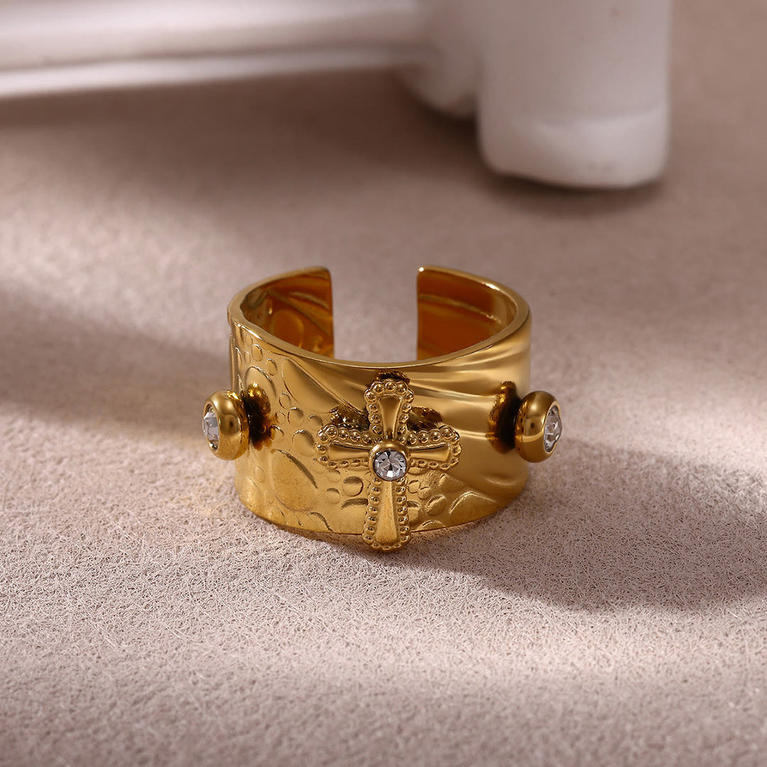 Christianartworkshop Redemption Cross CZ Embellished Wide Band Devotion Ring - image 2