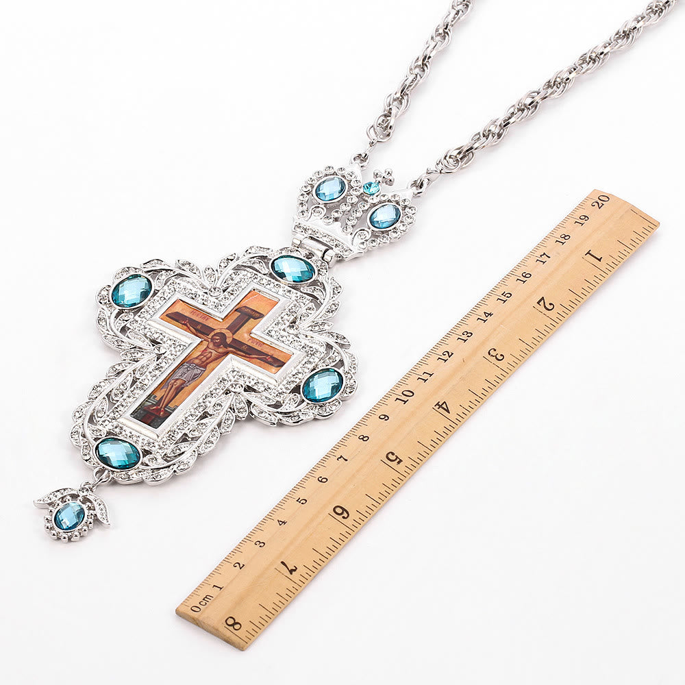 Christianartworkshop Gem-Adorned Ornate Orthodox Cross Pendant Necklace: Emblem of Redemption & Divine Glory - H - image 10