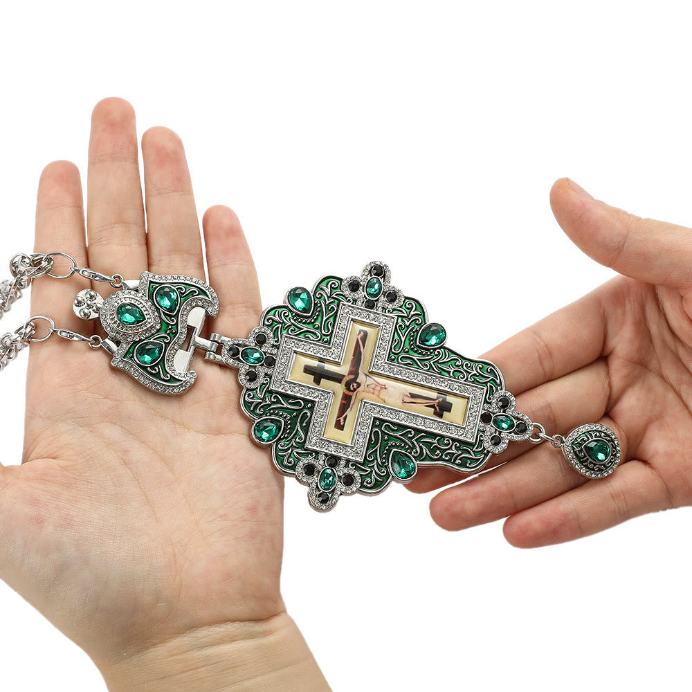 Christianartworkshop Gem-Adorned Ornate Orthodox Cross Pendant Necklace: Emblem of Redemption & Divine Glory - G - image 9