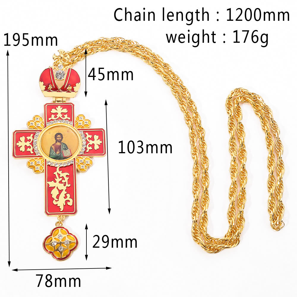 Christianartworkshop Gem-Adorned Ornate Orthodox Cross Pendant Necklace: Emblem of Redemption & Divine Glory - E - image 7