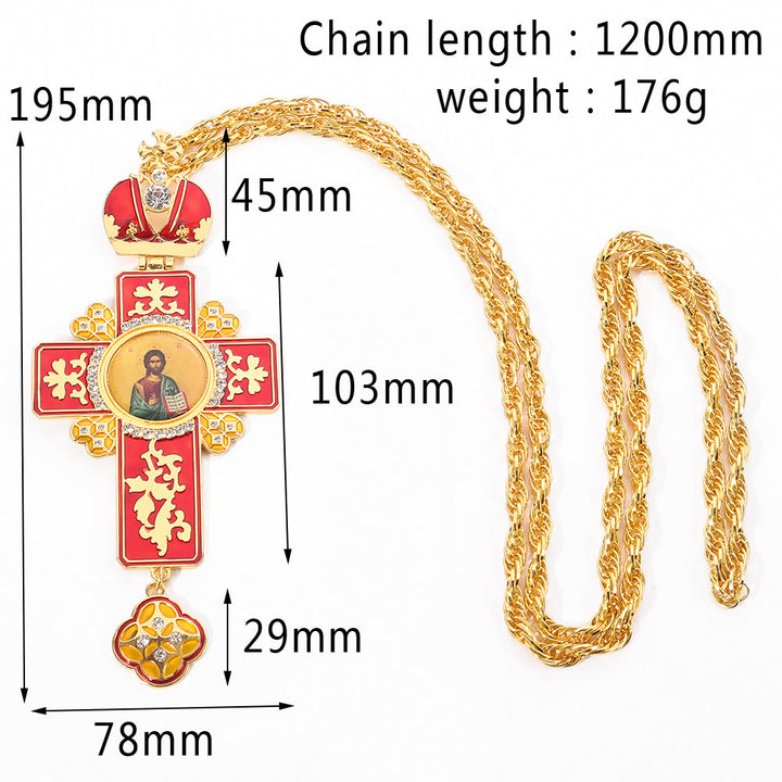 Christianartworkshop Gem-Adorned Ornate Orthodox Cross Pendant Necklace: Emblem of Redemption & Divine Glory - E - image 7