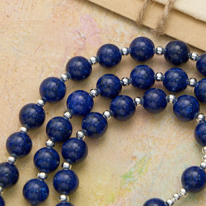 Christianartworkshop Lapis Lazuli Bead Rosary with Etched Crucifix: Emblem of Divine Wisdom & Marian Grace - image 6