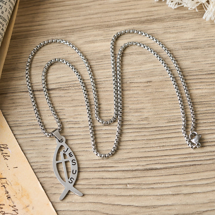 Christianartworkshop Modern Jesus Fish Ichthus Statement Necklace: Emblem Of Devotion & Spiritual Strength - image 3