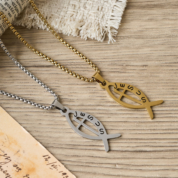 Christianartworkshop Modern Jesus Fish Ichthus Statement Necklace: Emblem Of Devotion & Spiritual Strength - image 4