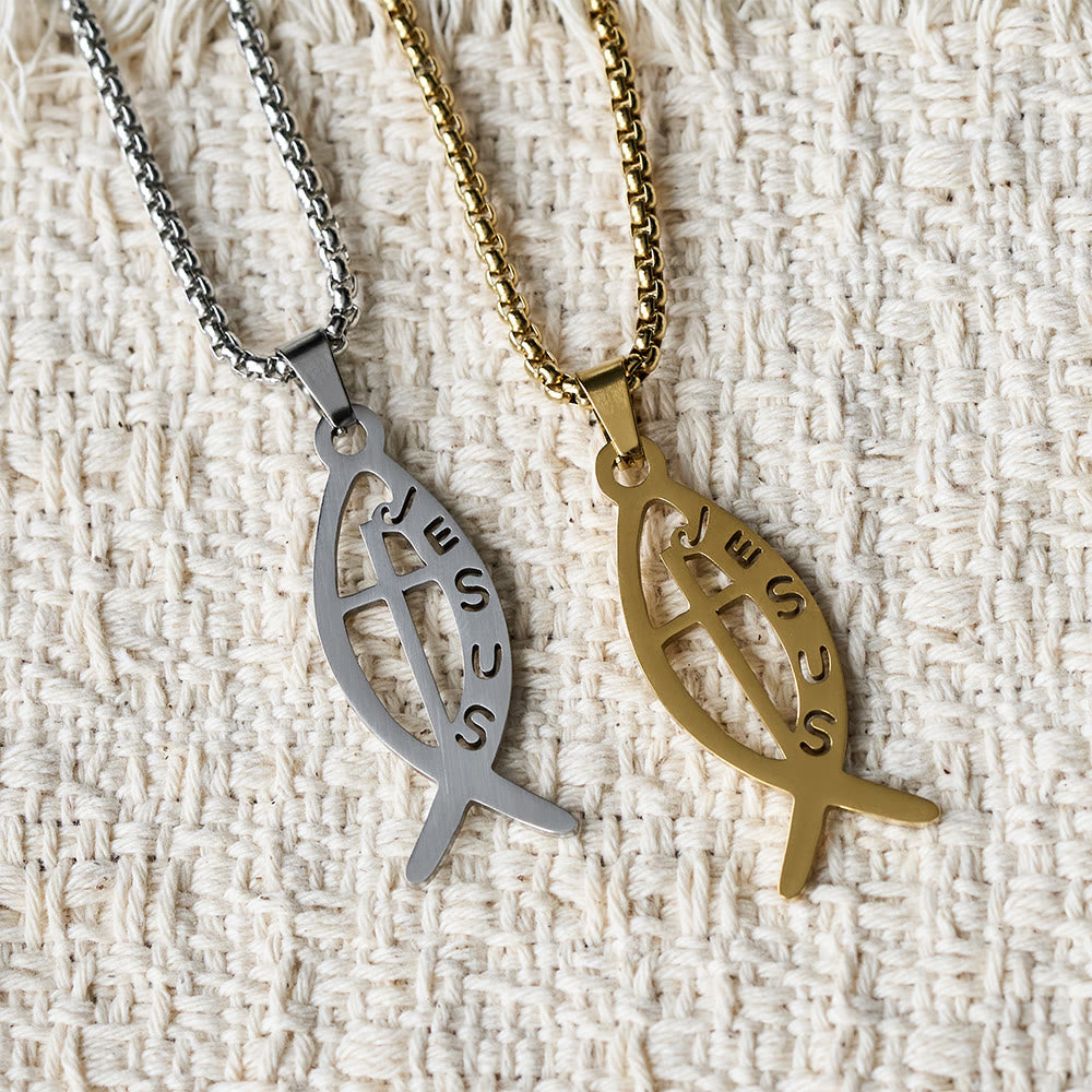 Christianartworkshop Modern Jesus Fish Ichthus Statement Necklace: Emblem Of Devotion & Spiritual Strength - image 5