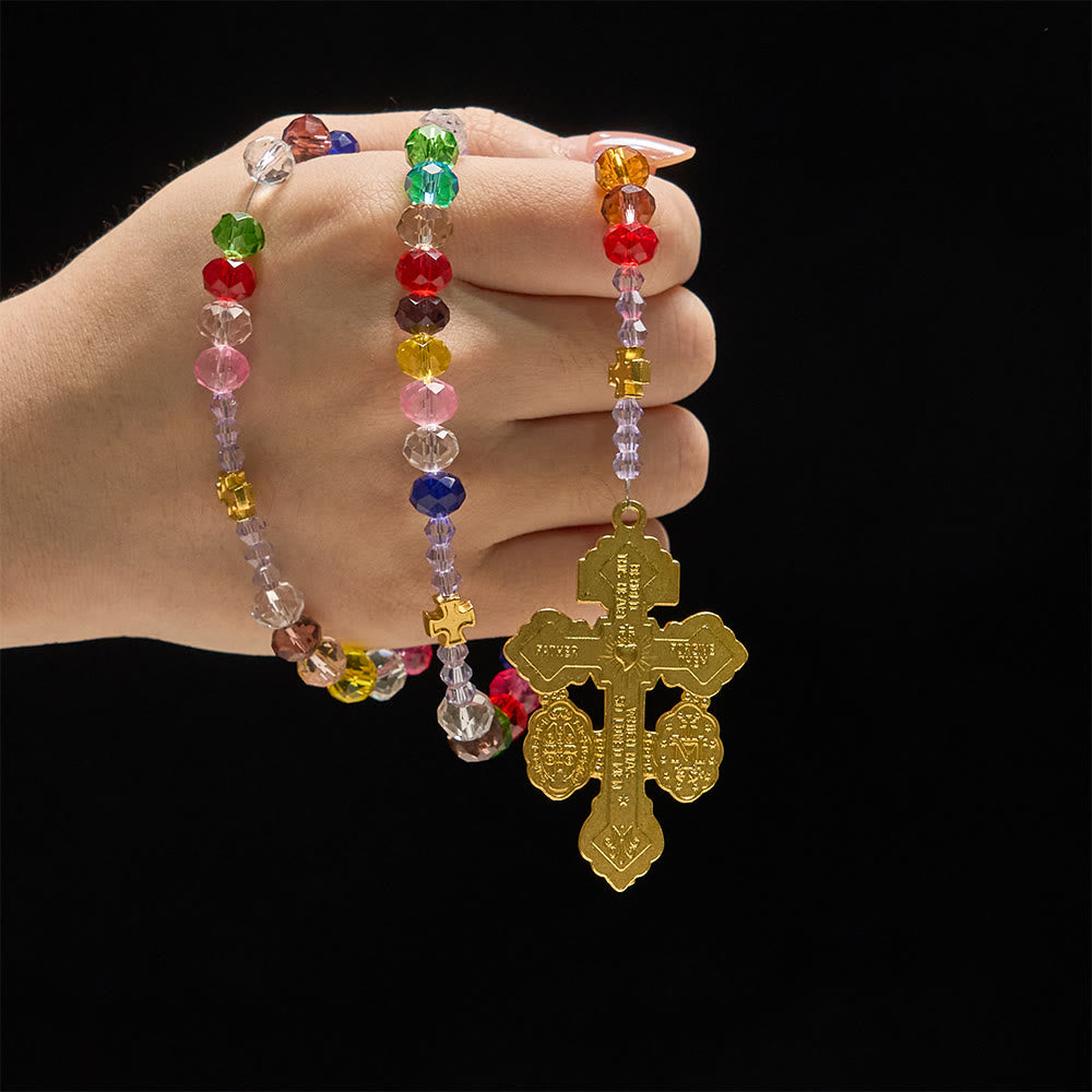 FREE Today: Multi-Color Flat Glass Bead Rosary: Emblem of Divine Grace & Diversity - image 1