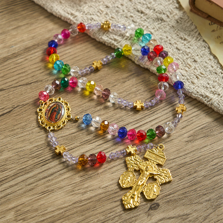 FREE Today: Multi-Color Flat Glass Bead Rosary: Emblem of Divine Grace & Diversity - image 3