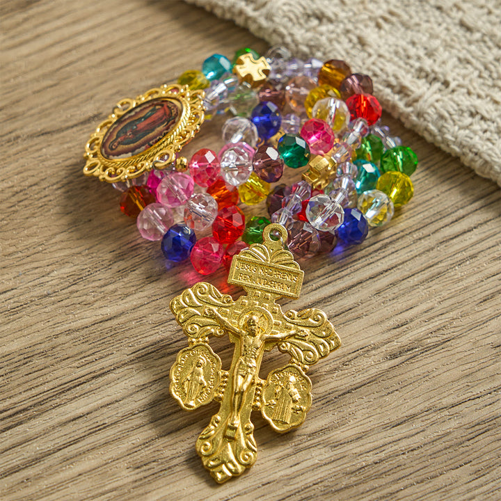 FREE Today: Multi-Color Flat Glass Bead Rosary: Emblem of Divine Grace & Diversity - image 5