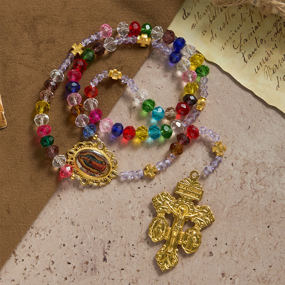 FREE Today: Multi-Color Flat Glass Bead Rosary: Emblem of Divine Grace & Diversity - image 2
