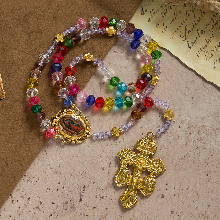 FREE Today: Multi-Color Flat Glass Bead Rosary: Emblem of Divine Grace & Diversity - image 2