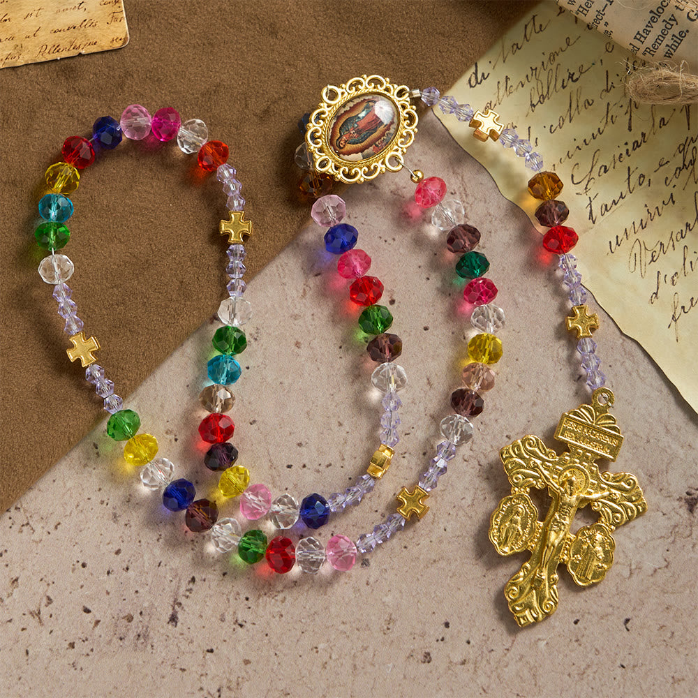FREE Today: Multi-Color Flat Glass Bead Rosary: Emblem of Divine Grace & Diversity - image 4