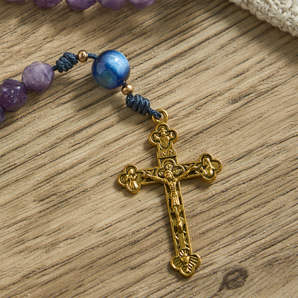 Christianartworkshop Diamond-Cut Purple Lepidolite Rosary: Emblem of Divine Peace & Marian Grace - image 9