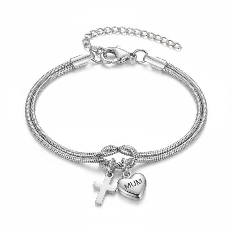 Christianartworkshop Knot of Love Cross Heart Charm Adjustable Bracelet: Emblem of Devotion & Divine Grace - image 2