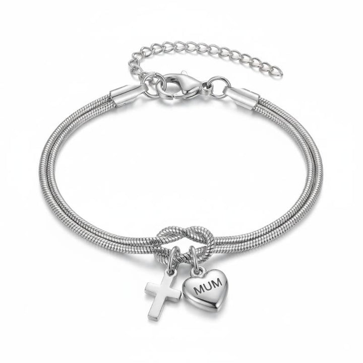 Christianartworkshop Knot of Love Cross Heart Charm Adjustable Bracelet: Emblem of Devotion & Divine Grace - image 2