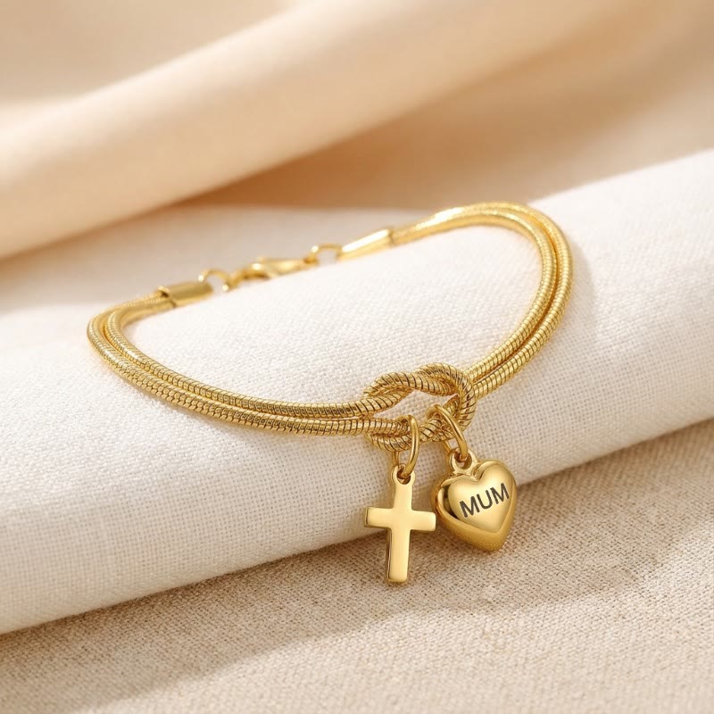 Christianartworkshop Knot of Love Cross Heart Charm Adjustable Bracelet: Emblem of Devotion & Divine Grace - Gold - image 3