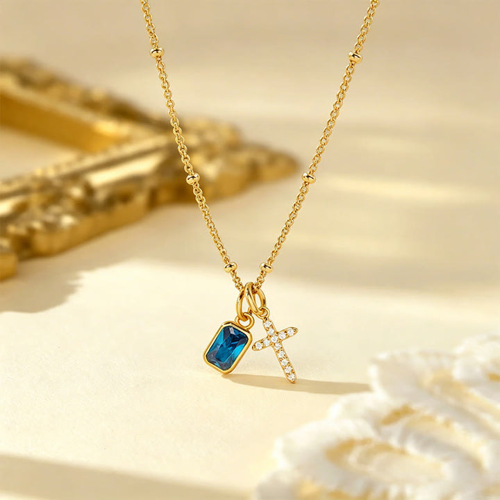 Christianartworkshop Sacred Cross & Rectangular Gem Charm Faith Necklace: Symbol Of Divine Grace & Devotion - December - image 13