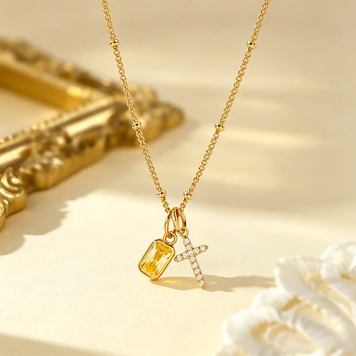 Christianartworkshop Sacred Cross & Rectangular Gem Charm Faith Necklace: Symbol Of Divine Grace & Devotion - November - image 12