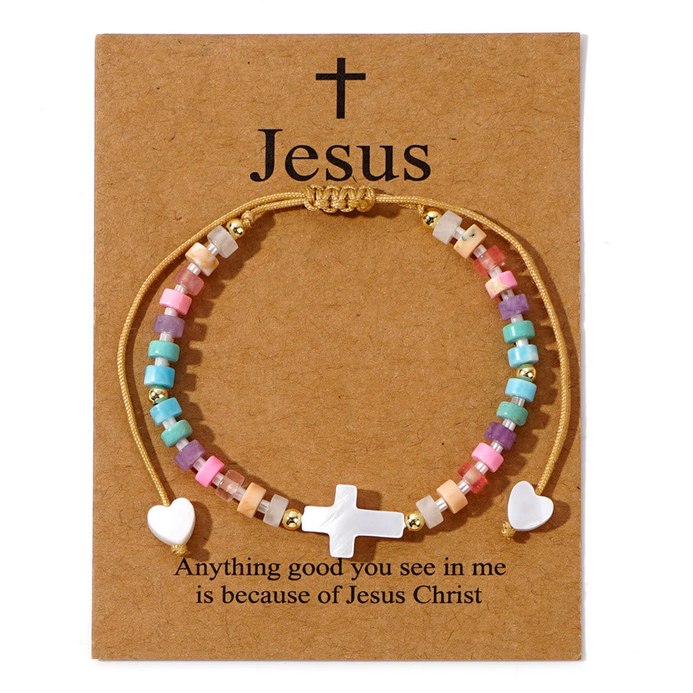 Christianartworkshop Hollow Cross Natural Stone Bead Friendship Bracelet: Icon of Spiritual Devotion  - Multicolor - image 3