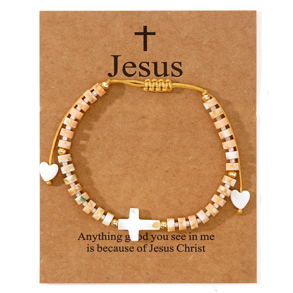 Christianartworkshop Hollow Cross Natural Stone Bead Friendship Bracelet: Icon of Spiritual Devotion  - Orange - image 7