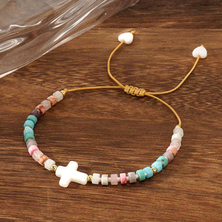 Christianartworkshop Hollow Cross Natural Stone Bead Friendship Bracelet: Icon of Spiritual Devotion  - image 5