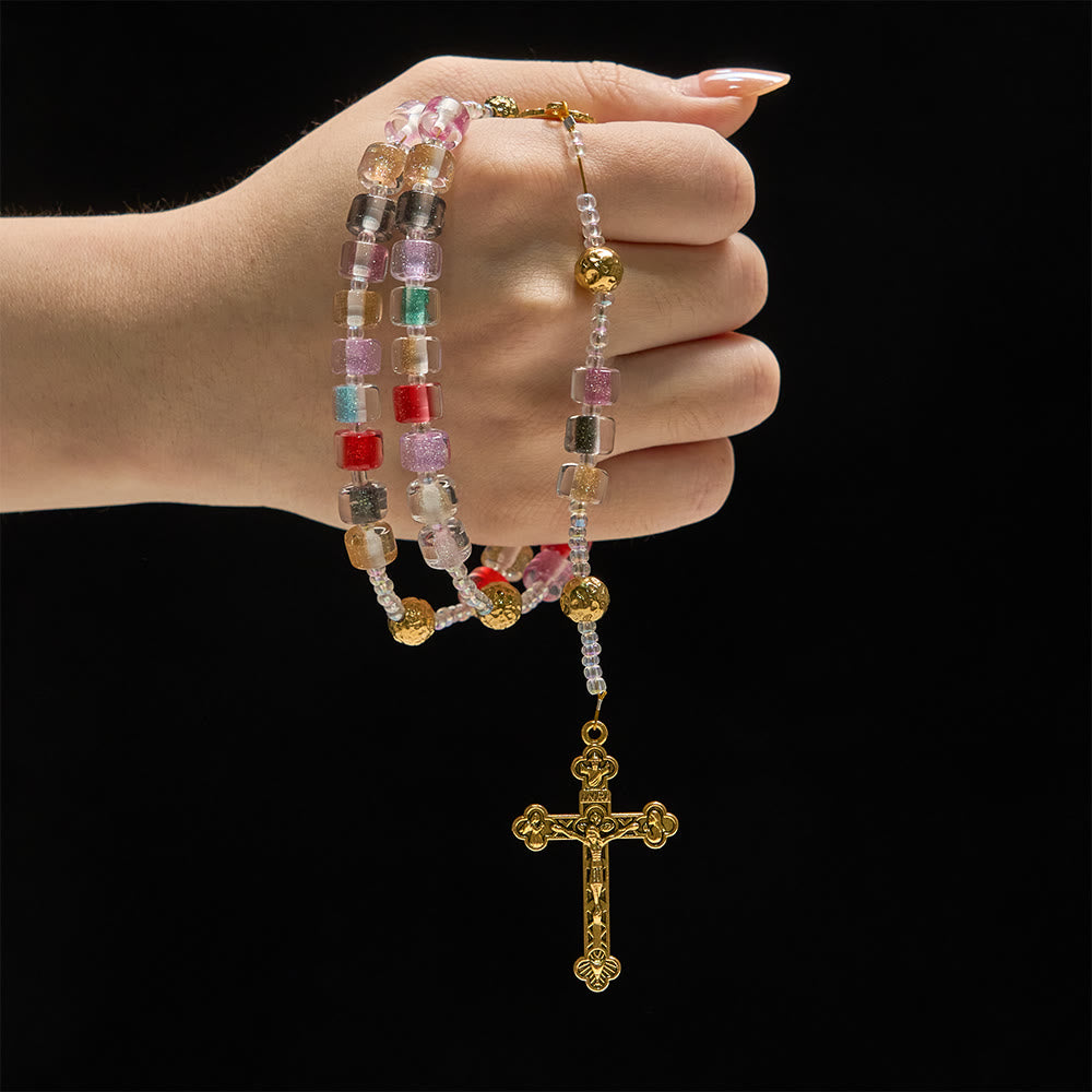 Christianartworkshop Multi-Color Resin Bead Rosary: Emblem of Divine Joy & Marian Grace - image 1