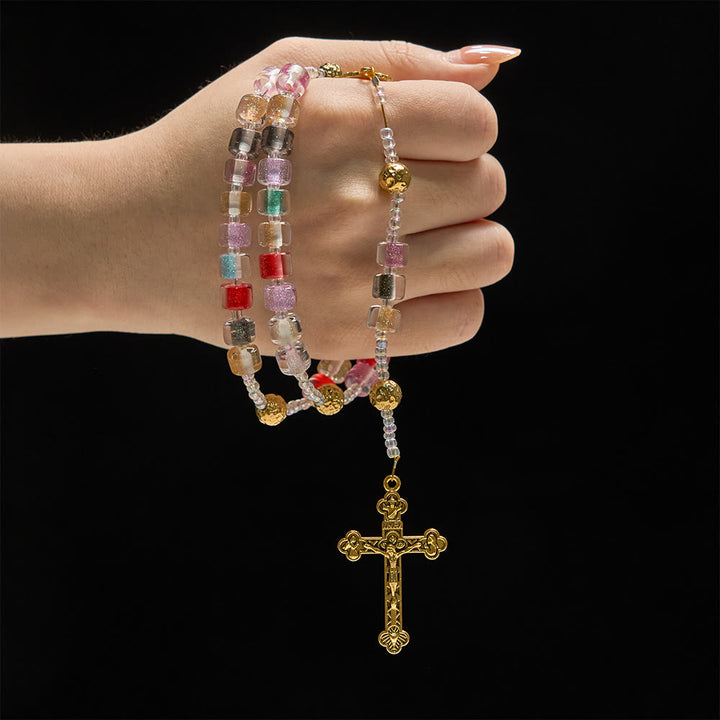 Christianartworkshop Multi-Color Resin Bead Rosary: Emblem of Divine Joy & Marian Grace - image 1