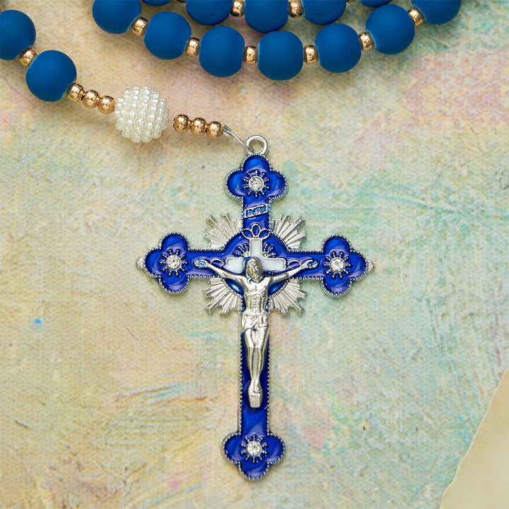 Christianartworkshop Matte Blue Rubber Bead Rosary with Our Lady of Aparecida Medal - image 8