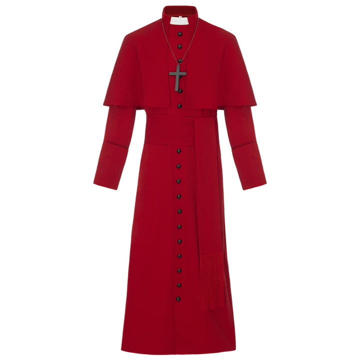 Christianartworkshop Multicolor Ceremonial Roman Soutane Cassock: Medieval Priest Aesthetics - Red - 3XL - image 13