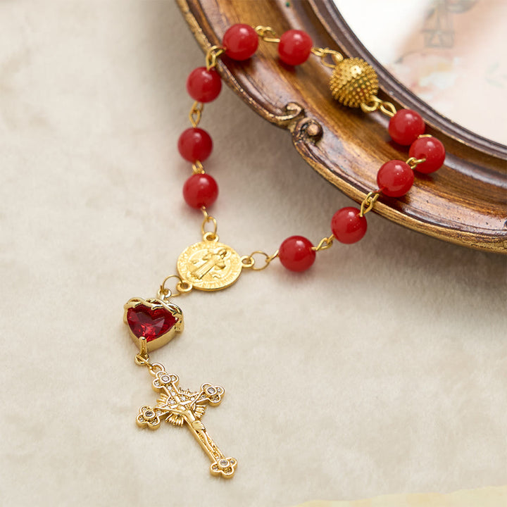 Christianartworkshop St.Benedict Sacred Heart Pocket Rosary: Emblem of Divine Fervor & Protection - image 2