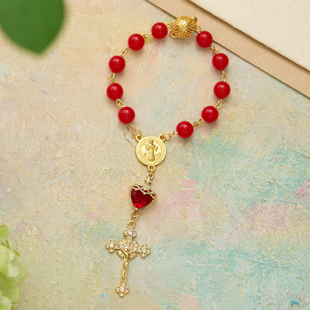 Christianartworkshop St.Benedict Sacred Heart Pocket Rosary: Emblem of Divine Fervor & Protection - image 4