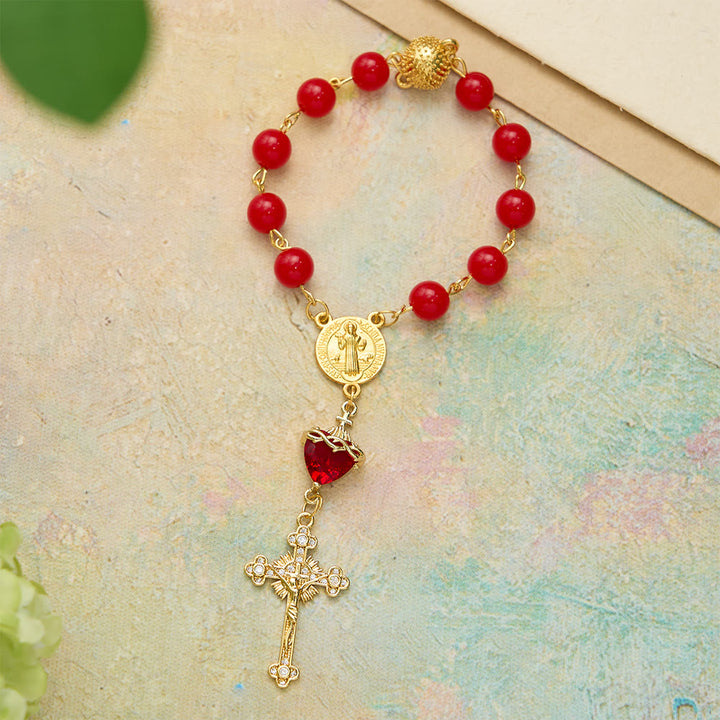 Christianartworkshop St.Benedict Sacred Heart Pocket Rosary: Emblem of Divine Fervor & Protection - image 4
