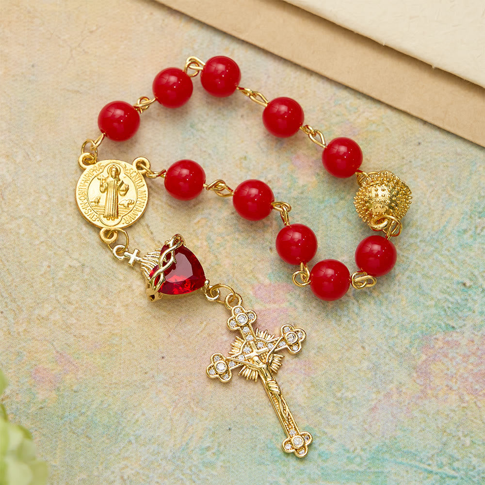 Christianartworkshop St.Benedict Sacred Heart Pocket Rosary: Emblem of Divine Fervor & Protection - image 3