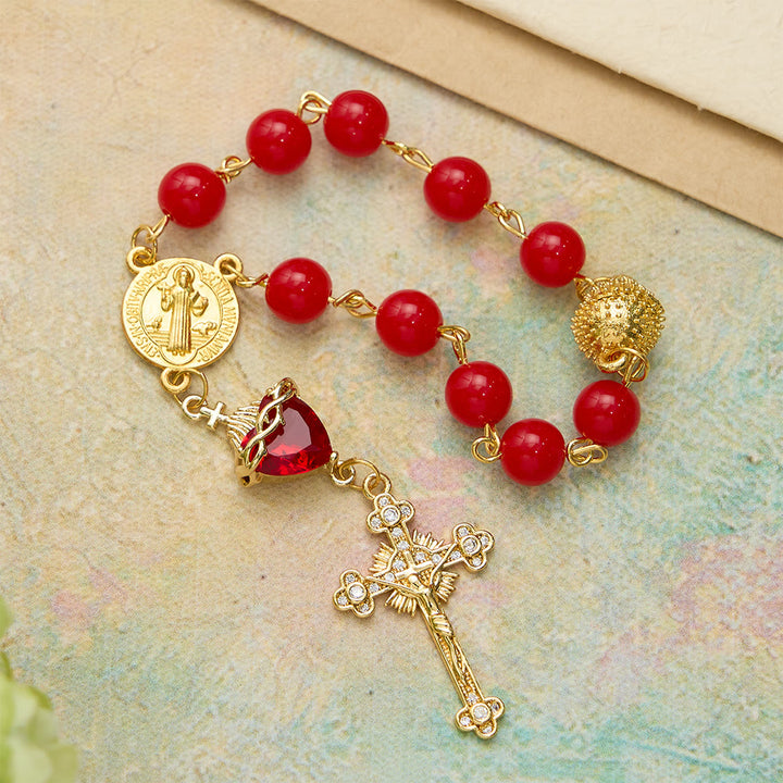 Christianartworkshop St.Benedict Sacred Heart Pocket Rosary: Emblem of Divine Fervor & Protection - image 3