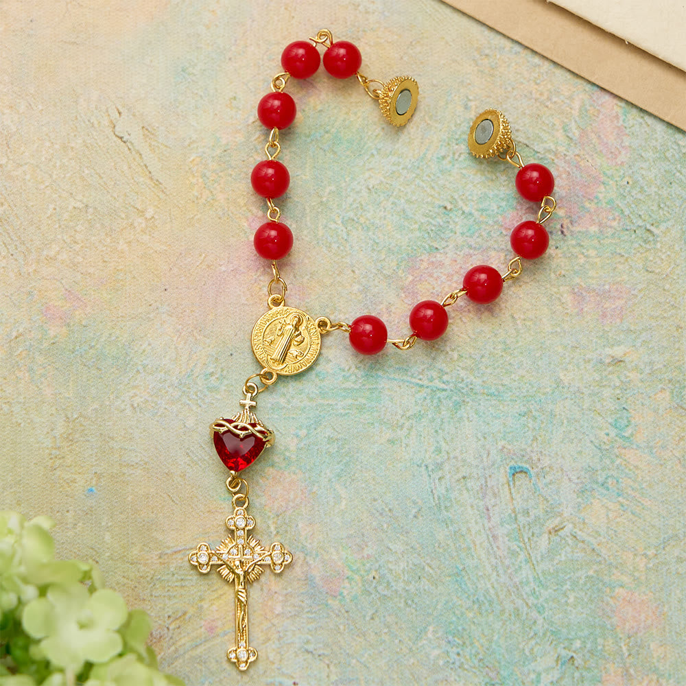 Christianartworkshop St.Benedict Sacred Heart Pocket Rosary: Emblem of Divine Fervor & Protection - image 5
