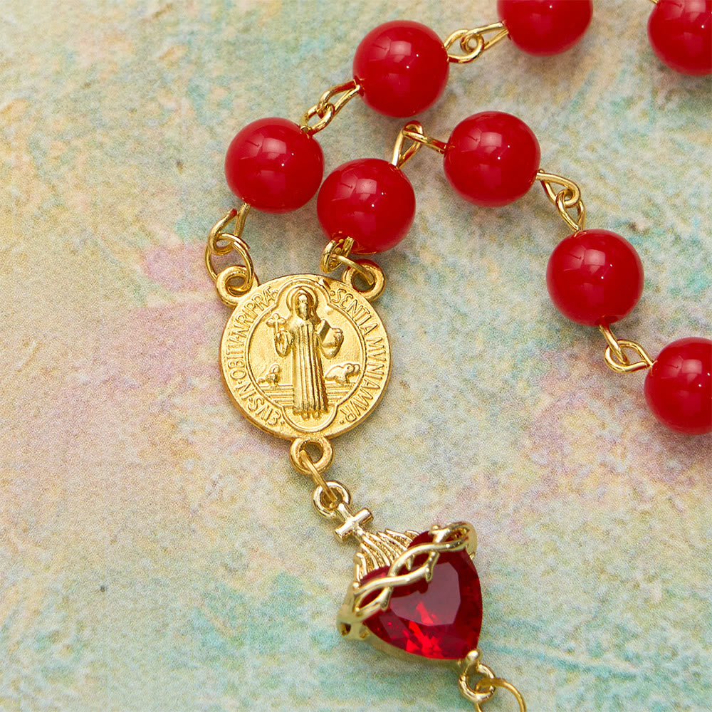 Christianartworkshop St.Benedict Sacred Heart Pocket Rosary: Emblem of Divine Fervor & Protection - image 8