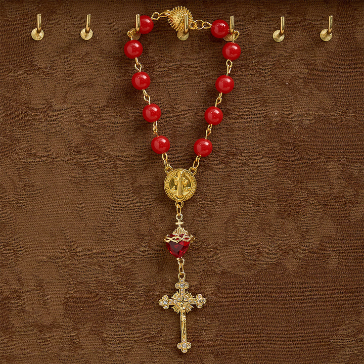 Christianartworkshop St.Benedict Sacred Heart Pocket Rosary: Emblem of Divine Fervor & Protection - St.Benedict & Crucifix - image 0