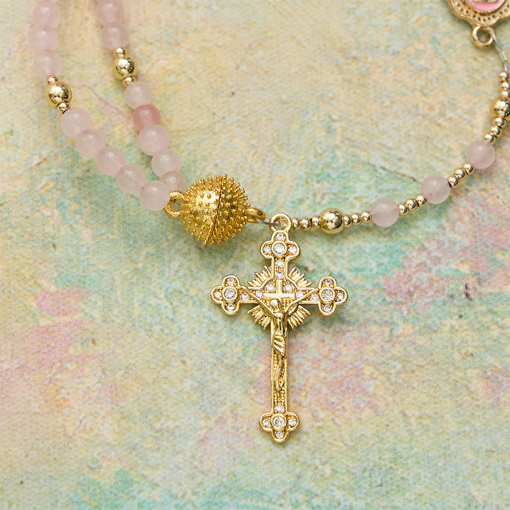 Christianartworkshop Magnetic Strawberry Agate Rosary Bracelet: Emblem of Divine Grace & Purity - image 6