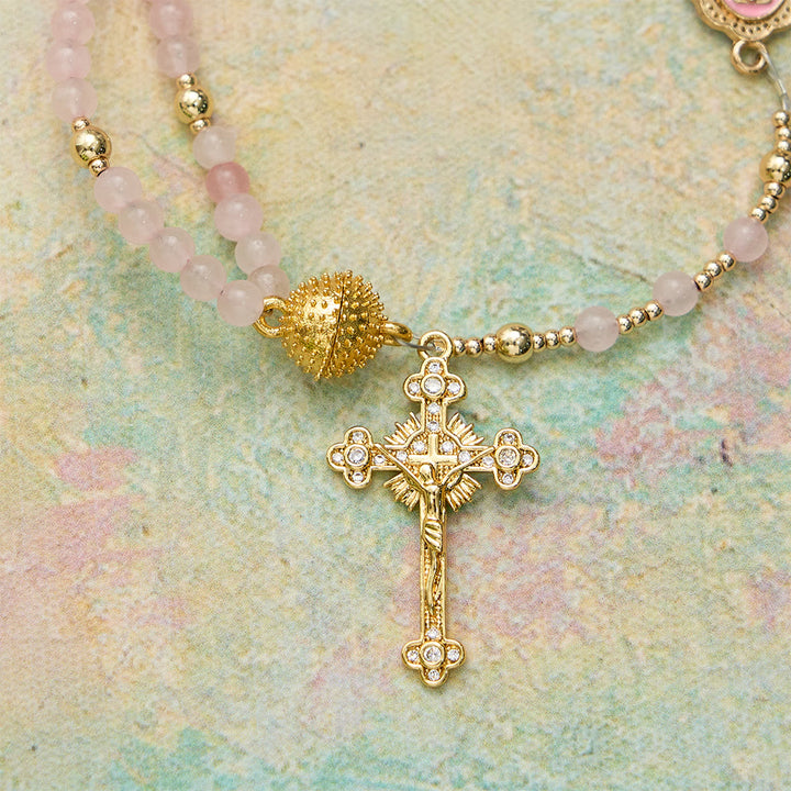 Christianartworkshop Magnetic Strawberry Agate Rosary Bracelet: Emblem of Divine Grace & Purity - image 6