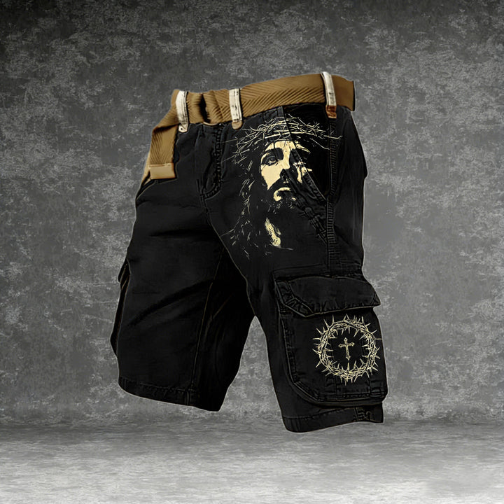 Christianartworkshop Jesus Thorn Crown Print Cargo Shorts - 5XL - image 0
